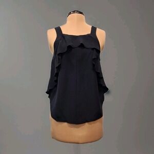 Rachel Comey Womans Camisole Size 4 Silk Navy Ruffle‎ Career Office Minimalist
